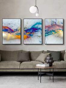 3入組/套抽象圖案無框畫,現代化學纖維無框畫裝飾 - 彩色 - 查看 4
