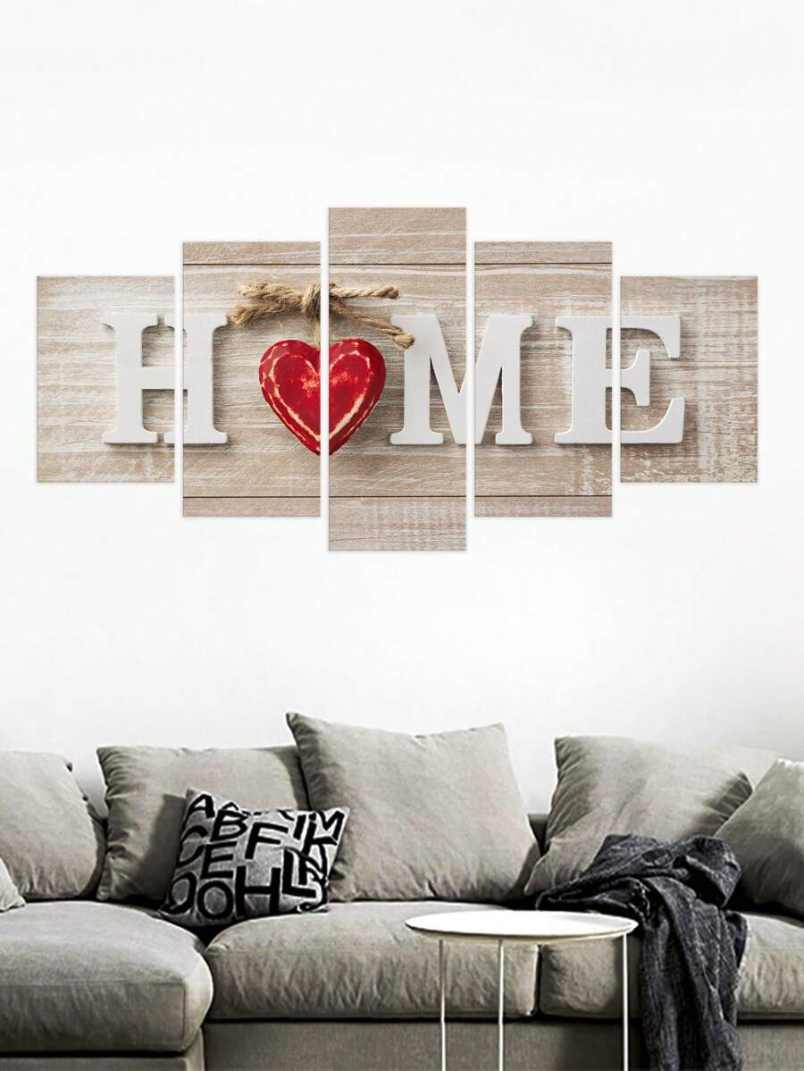 5 miếng dán tường PVC, Decal dán tường đồ họa chữ cái cho trang trí nhà - Nhiều màu - Xem 1
