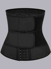 Solid Color Synthetic Rubber Fitness Waist Belt - Black - View 3