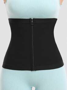 Sports Outdoor Zipper PU Coating Zipper Sweating Waist Belt Shapewear Waist Trainer Corset - Black - View 2