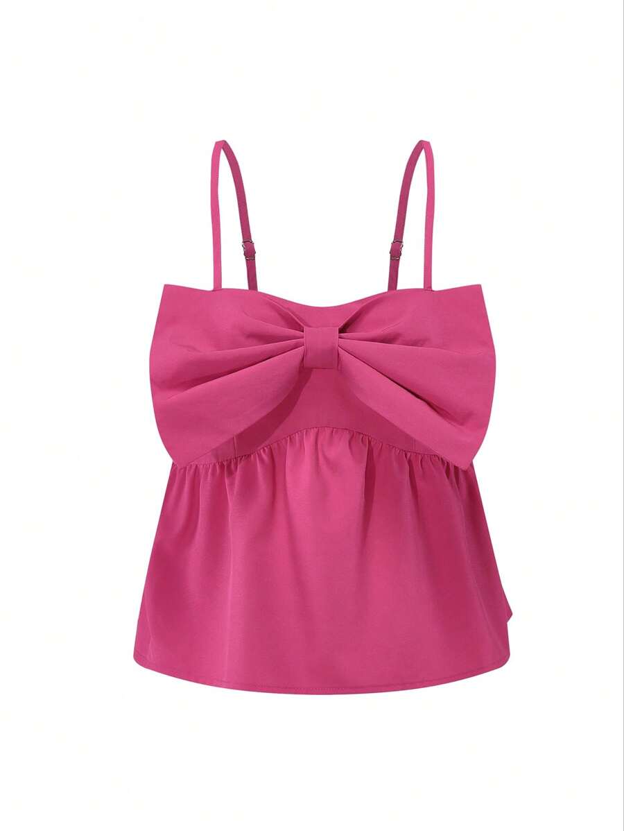Sweetra Bow Front Cami Top - Hot Pink - View 1