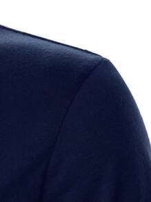 Manfinity Homme Men Contrast Collar Pocket Patched Polo Shirt - Navy Blue - View 6