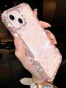 Vỏ điện thoại trong suốt trang trí rhinestone - Hồng - Xem 4