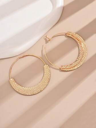 1 par fashionabla texturerade ringörhängen för kvinnor för daglig dekoration