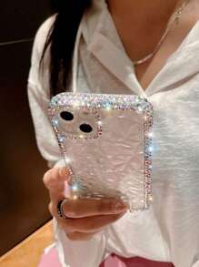 Vỏ điện thoại trong suốt trang trí rhinestone - Hồng - Xem 5