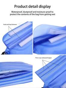 1pc Waterproof Clear PVC Lightweight Surfing Swimming Bag - Blue - View 2