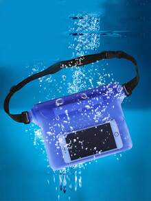 1pc Waterproof Clear PVC Lightweight Surfing Swimming Bag - Blue - View 3