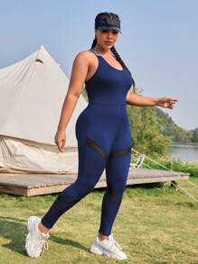 Yoga Futuristic 大碼字母織帶交叉露背運動套裝