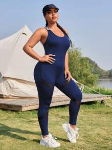 Yoga Futuristic 大碼字母織帶交叉露背運動套裝