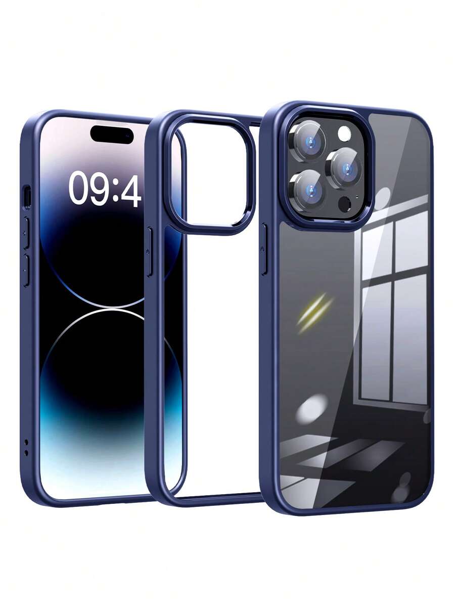 Habyby 透明硬质 PC 背面防震不变黄手机壳适用于 iPhone 11/iPhone 13/iPhone 14/iPhone 15/iPhone 12 - 藏蓝色 - 查看 1