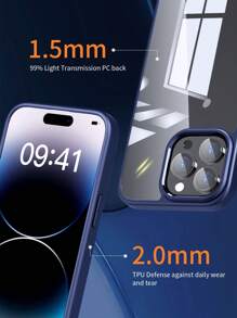 Habyby 透明硬质 PC 背面防震不变黄手机壳适用于 iPhone 11/iPhone 13/iPhone 14/iPhone 15/iPhone 12 - 藏蓝色 - 查看 5