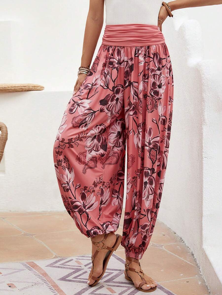 EMERY ROSE Quần nữ Hoa Boho - Màu Hoa hồng đỏ - Xem 1