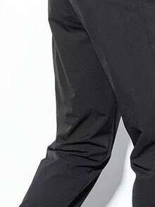 Men Letter Graphic Contrast Panel Sports Trousers - Black - View 3