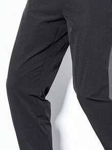 Men Letter Graphic Contrast Panel Sports Trousers - Black - View 4
