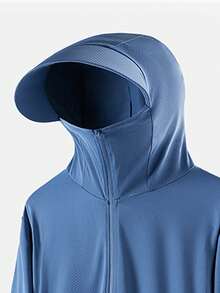 Men Zip Up Hooded Sports Jacket - Blue - View 4