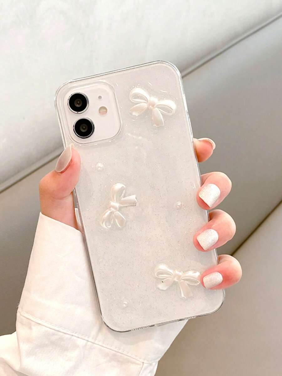 Vỏ điện thoại trong suốt trang trí nơ - Nhiều màu - Xem 1