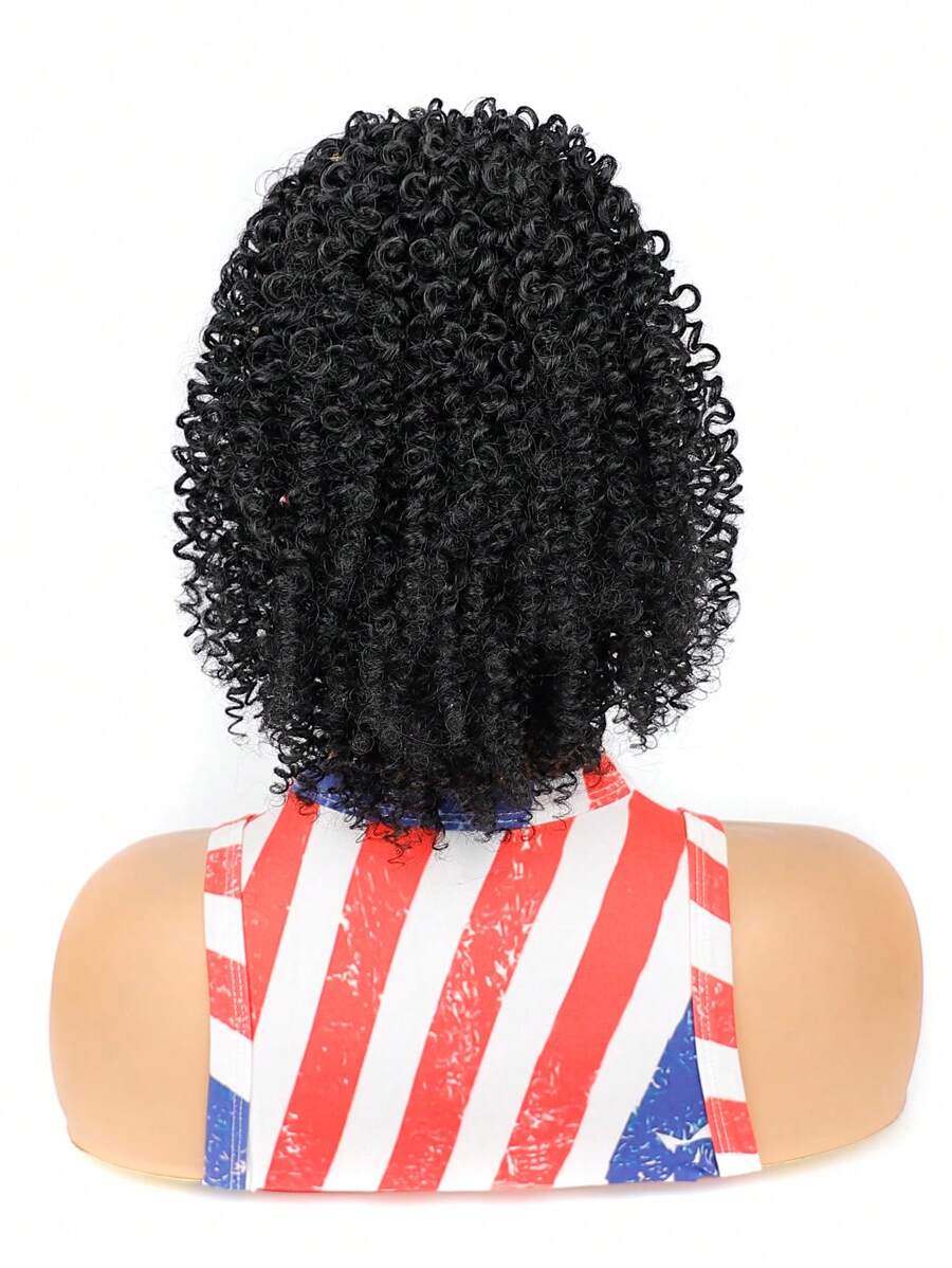 Extensión del pelo corto rizado coleta sintético - Negro - Ver 1