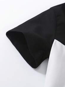 SHEIN 男小童休閒寬鬆適合撞色短袖襯衫帶西裝領和派對風格,夏天 - 彩色 - 查看 3