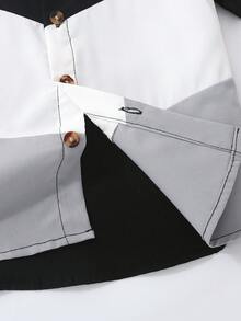 SHEIN 男小童休閒寬鬆適合撞色短袖襯衫帶西裝領和派對風格,夏天 - 彩色 - 查看 5