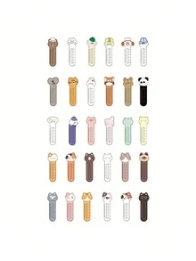 30pcs Cartoon Animal Pattern Bookmark, Cute Portable Book Page Marker For Book Reading - Brown - View 3