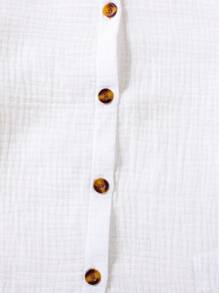 SHEIN Toddler Boys Letter Patched Detail Button Front Shirt - White - View 7