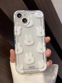 1 pièce Étui de téléphone transparent avec impression de lapin, amortissant les chocs, compatible avec iPhone 17, 17 Air, 17 Pro, 17 Pro Max - Multicolore - Voir 1