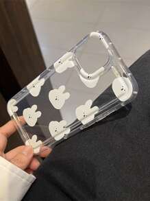 1 pièce Étui de téléphone transparent avec impression de lapin, amortissant les chocs, compatible avec iPhone 17, 17 Air, 17 Pro, 17 Pro Max - Multicolore - Voir 2