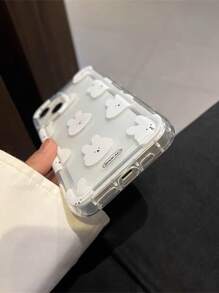 1 pièce Étui de téléphone transparent avec impression de lapin, amortissant les chocs, compatible avec iPhone 17, 17 Air, 17 Pro, 17 Pro Max - Multicolore - Voir 3