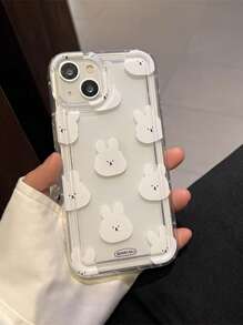 1 pièce Étui de téléphone transparent avec impression de lapin, amortissant les chocs, compatible avec iPhone 17, 17 Air, 17 Pro, 17 Pro Max - Multicolore - Voir 4