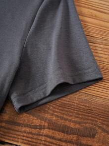 SHEIN LUNE 動物和字母圖案T恤 - 深灰色 - 查看 3