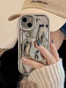 Meteorite Embossed Electroplated Phone Case - Silver - View 2