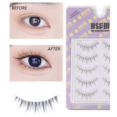 HSPM Manga Lashes 5 Cặp Lông Mi Giả Tiên Nữ, Lông Mi Truyện Tranh Little Devil Trong Suốt, Lông Mi Giả Siêu Mềm Mô Phỏng Tự Nhiên Cho Người Mới Bắt Đầu, 1.3CM