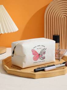Butterfly Print Square Makeup Bag