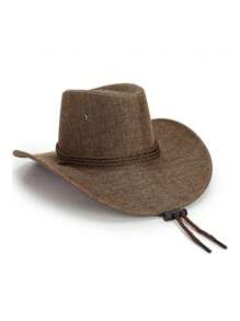 男士素色牛仔帽 - 棕色 - 查看 3