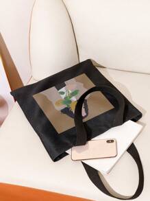 Túi mua sắm họa tiết hoa hướng dương và hình người, Túi đi học, Sức chứa lớn, Cổ điển, Thường ngày, Có thể gấp lại, Di động, Thích hợp cho nữ sinh trung học, Sinh viên đại học, Hoàn hảo cho Trở lại trường, Mua sắm, Trung học cơ sở, Trung học phổ thông, Đại học - Nhiều màu - Xem 3