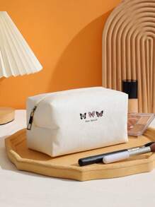 蝴蝶圖案天鵝絨化妝包 - 彩色 - 查看 2