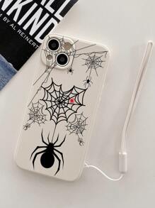 Ốp điện thoại họa tiết mạng nhện kèm dây đeo, tương thích với iPhone 15/15Plus/15Pro/15Promax, phiên bản quốc tế, không phải phiên bản nội địa. - Nhiều màu - Xem 2