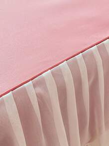 1pc Pink Fitted Sheet, Modern Fabric Ruffle Trim Fitted Bottom Sheet For Bedroom - Multicolor - View 5