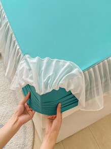 1入組藍色床笠臥室歐式面料荷葉邊床笠 - 彩色 - 查看 5