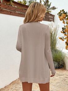 SHEIN LUNE Solid Casual Design Cardigan - Apricot - View 2