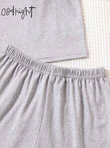 Girls Eyelash & Slogan Graphic Ruffle Hem PJ Set - Grey - View 3