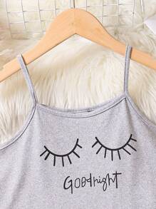 Girls Eyelash & Slogan Graphic Ruffle Hem PJ Set - Grey - View 5