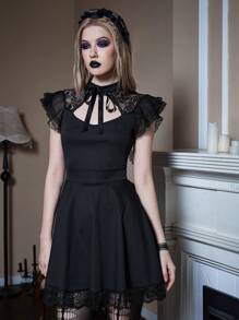 ROMWE Lace Patchwork Gothic Style Formal Dress