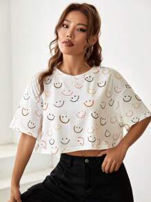 SHEIN EZwear Áo thun nữ Hoạt hình Giải trí - Nhiều màu - Xem 1