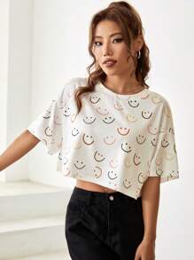 SHEIN EZwear Áo thun nữ Hoạt hình Giải trí - Nhiều màu - Xem 4