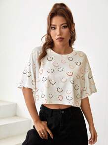 SHEIN EZwear Áo thun nữ Hoạt hình Giải trí - Nhiều màu - Xem 5