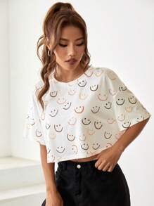 SHEIN EZwear Áo thun nữ Hoạt hình Giải trí - Nhiều màu - Xem 6