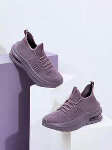Cuccoo Knit Detail Lace-up Front Running Shoes - Purple - View 13
