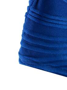 EMERY ROSE Áo nữ Dây kéo Thắt nút Xù màu trơn Gợi cảm - Xanh đậm - Xem 3