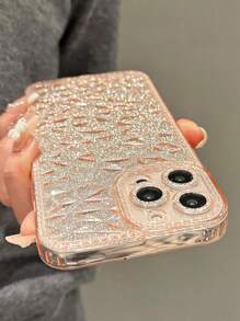 Apple Clear Phone Case With Glitter Paper Compatible With IPhone 15/15Pro/15Plus/15Promax - Pink - View 1